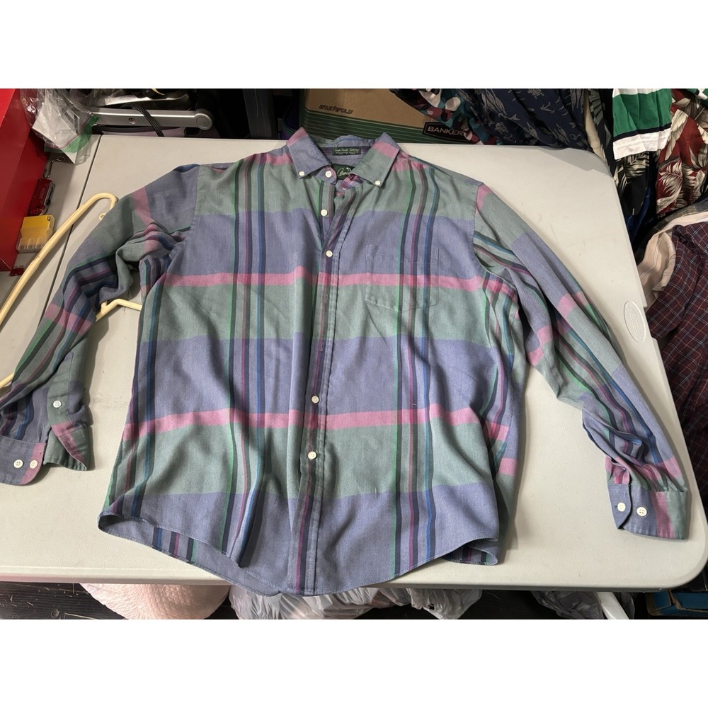 Vintage Arnie by Arnold Palmer Mens Blue Plaid Long Sleeve Button-Up Shirt XL